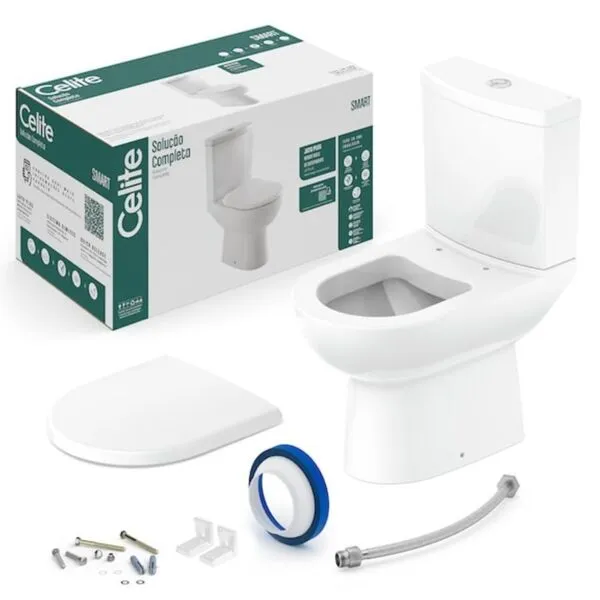 Kit Vaso Sanitário Com Caixa Acoplada E Itens De Instalação Smart Branco Celite